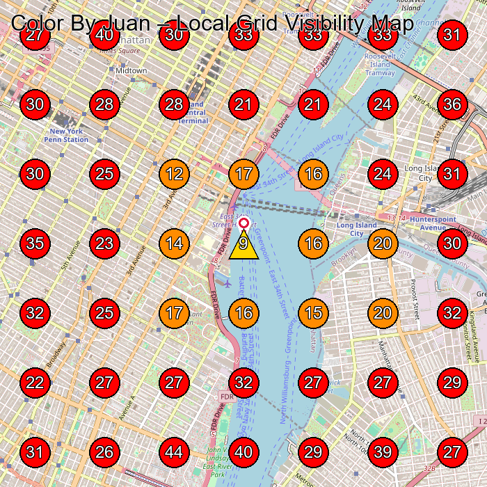 Color By Juan GeoGrid visibility map for Hair Salon in New York